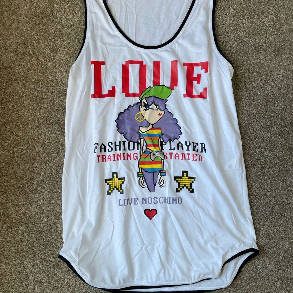Moschino tunic tank top ribbon edge LGBTQ rainbow love top y2k